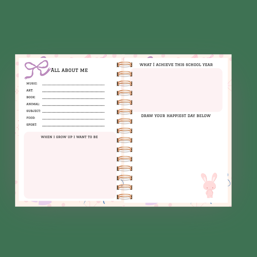 🎀 Personalized Bow Journal with Stickers – Cute Hardcover Notebook for Kids