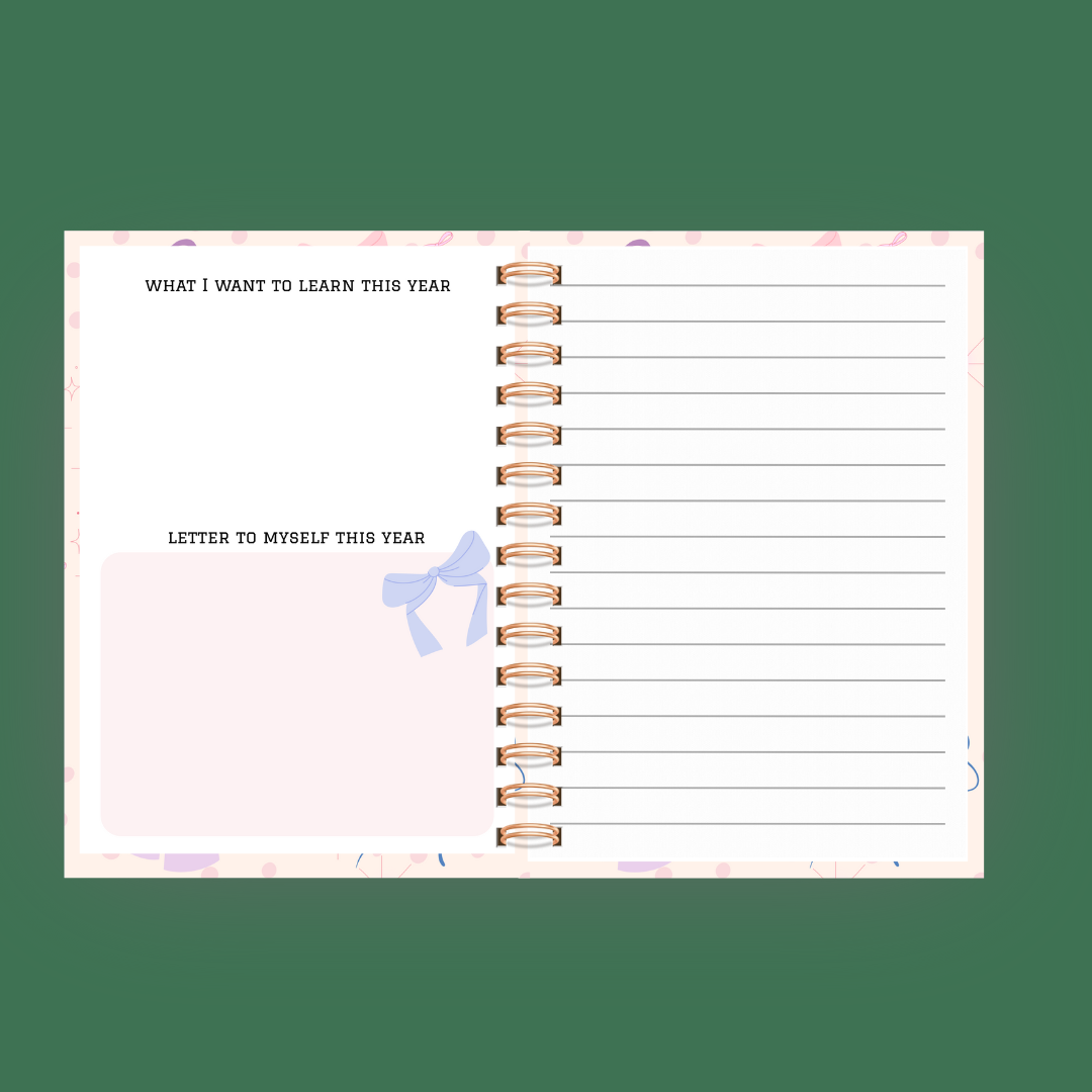 🎀 Personalized Bow Journal with Stickers – Cute Hardcover Notebook for Kids