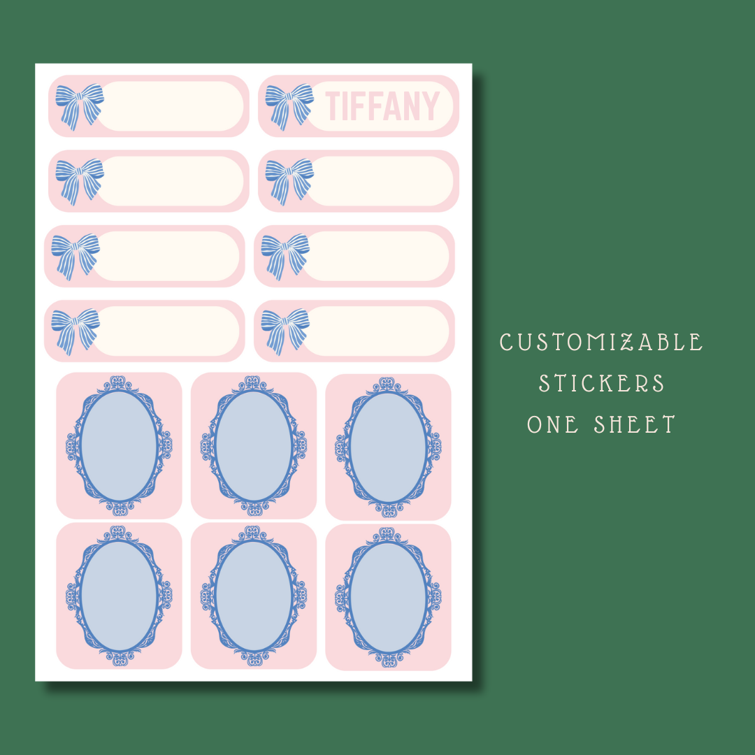 🎀 Personalized Bow Journal with Stickers – Cute Hardcover Notebook for Kids