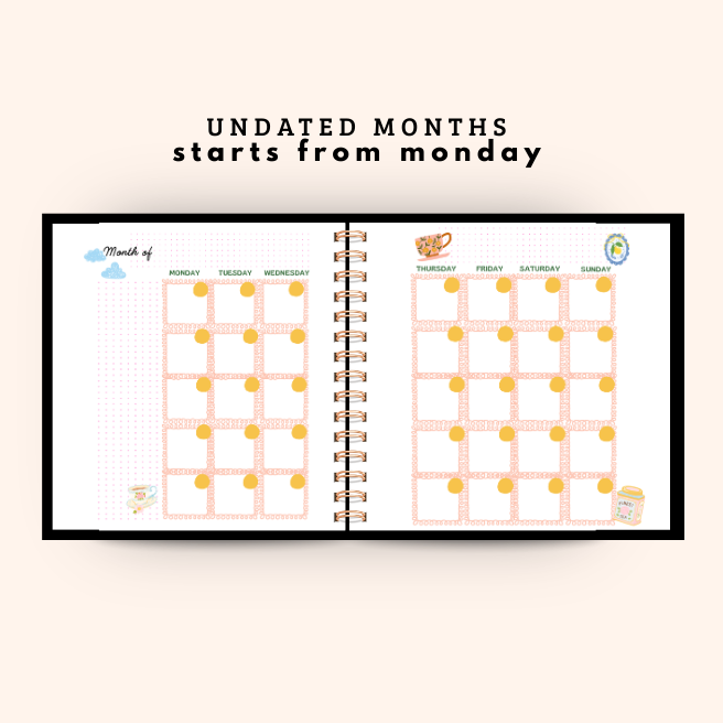 2026-2027 Personalized Planner |Customize Gifts Bridgerton Tea Time, planner 2026 2027 undated months , Planner STICKERS + Personalize Pen