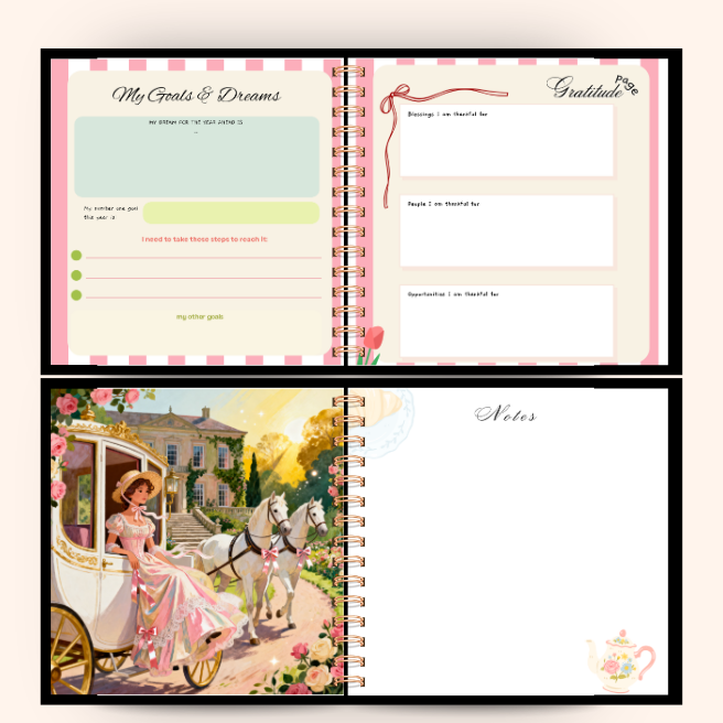 2026-2027 Personalized Planner |Customize Gifts Bridgerton Tea Time, planner 2026 2027 undated months , Planner STICKERS + Personalize Pen