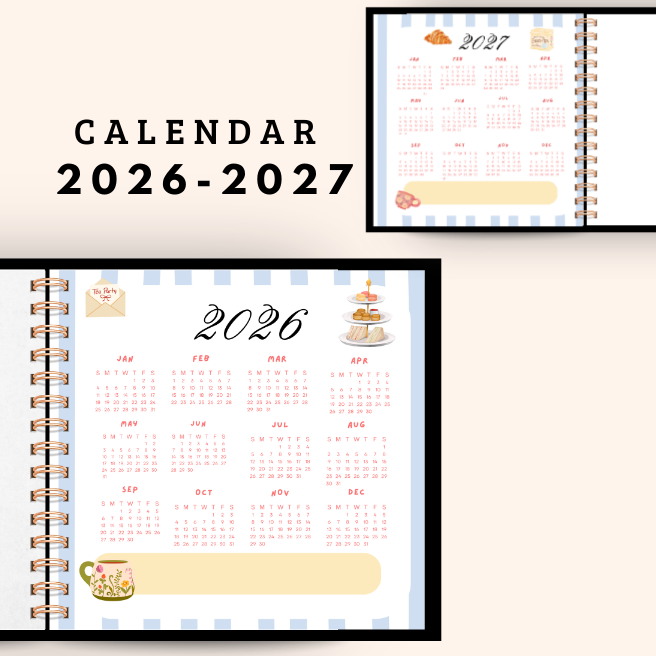 2026-2027 Personalized Planner |Customize Gifts Bridgerton Tea Time, planner 2026 2027 undated months , Planner STICKERS + Personalize Pen