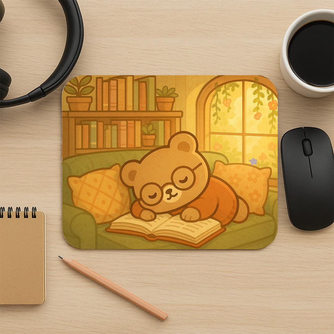 Kawaii Reading Bear Mousepad