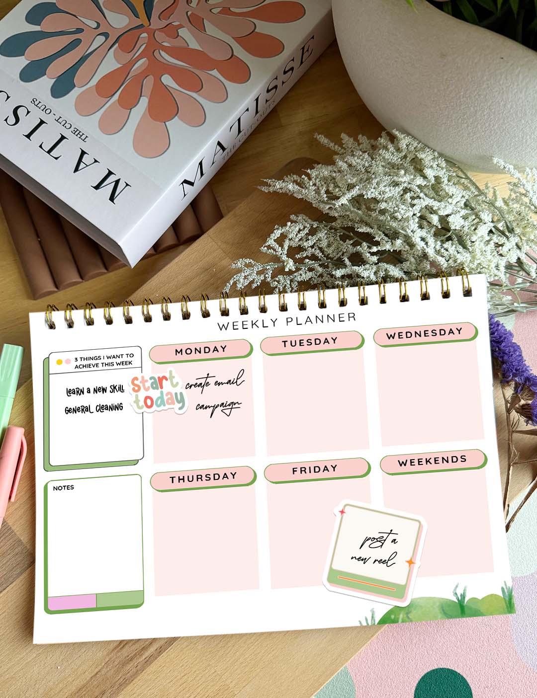 Undated A4 Planner , MONTHLY , WEEKLY NOTES