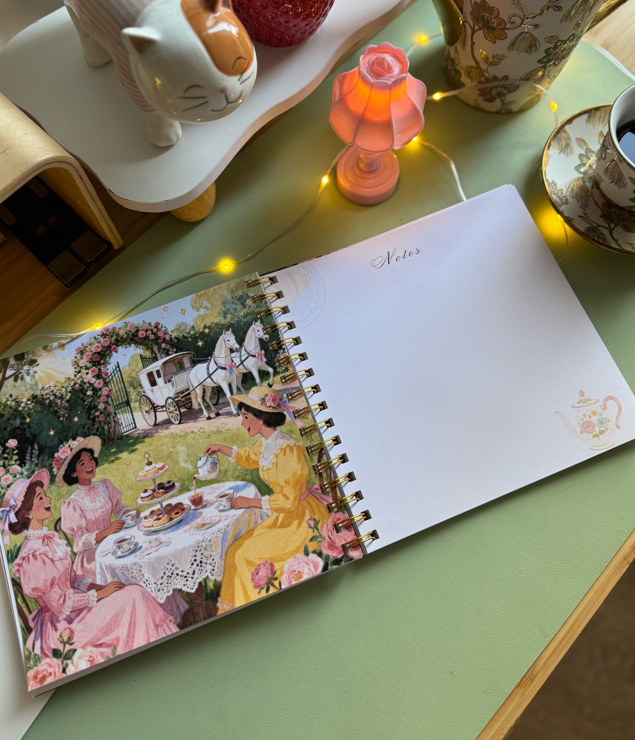 2026-2027 Personalized Planner |Customize Gifts Bridgerton Tea Time, planner 2026 2027 undated months , Planner STICKERS + Personalize Pen