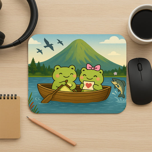 Kawaii Frogs in a boat Mousepad